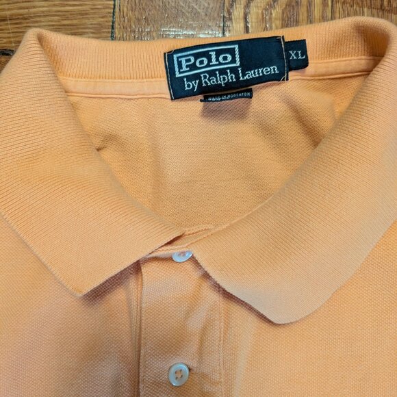 Vintage 90s Polo Ralph Lauren Short Sleeve Polo Shirt Men's XL Tangerine Orange - Picture 3 of 6